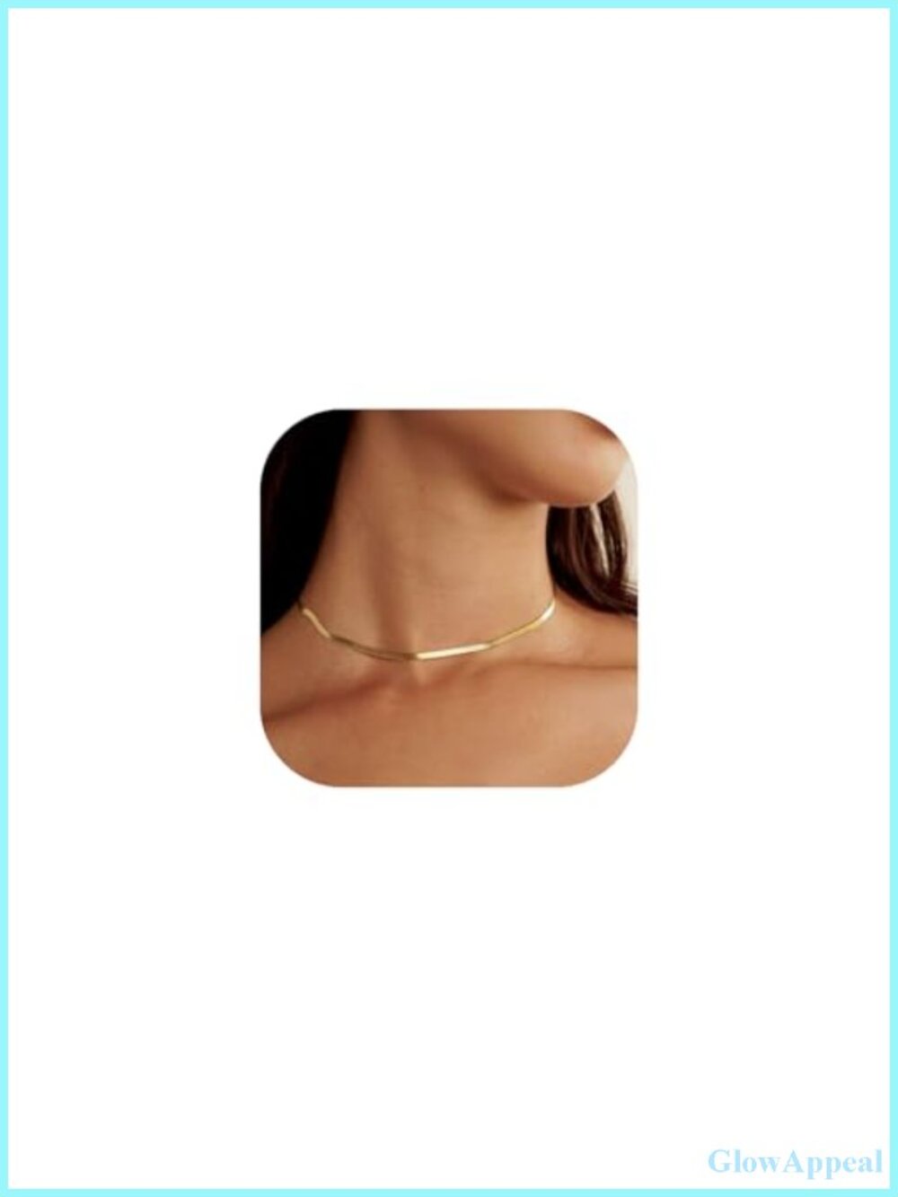 14K Gold Plated Herringbone Choker Necklace for Women Snake Chain